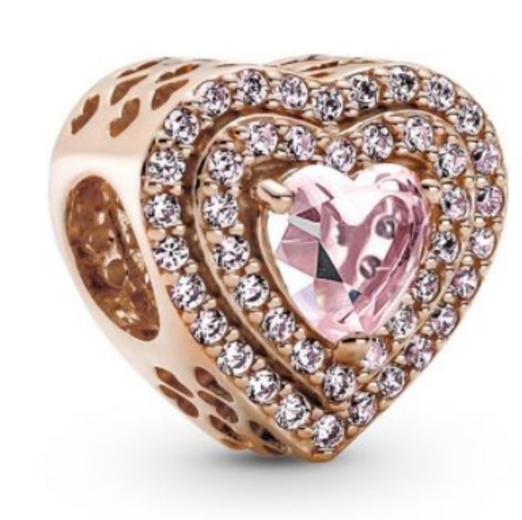 Pandora pink elevated heart charm - Picture 3 of 3